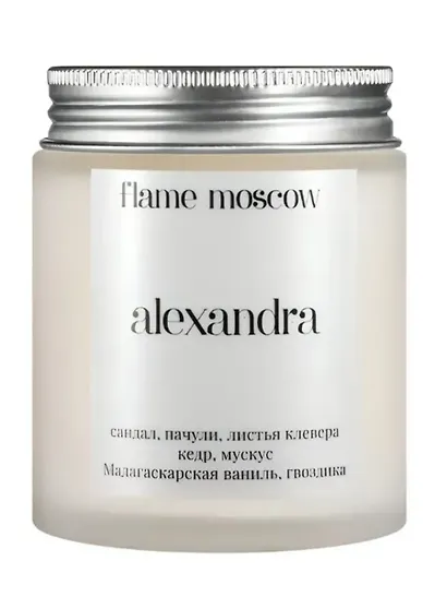Свеча ароматическая Alexandra (Сандал,Пачули,Листья клевера,Кедр,Мускус,Мадагаскарская ваниль,Гвоздика) (110мл) (flame-MC006) - фото 1