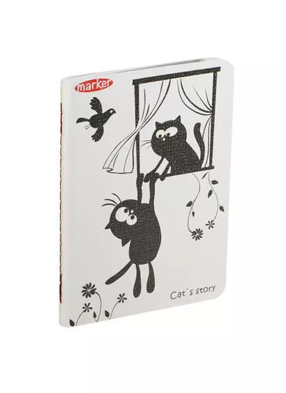 Записная книжка А6 40л кл. "Cat story" flexy-переплет, мат.ламинация, сшивка цв.шелк.нитью, ассорти, MARKER ARTE - фото 1