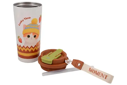 Термостакан Котик в шапке (пластик/металл) (520мл) (12-8999-202510-STB-70) - фото 6