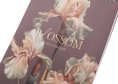 Блокнот в клетку "Blossom. Ирисы, темный", А5, 80 листов, спираль - фото 3