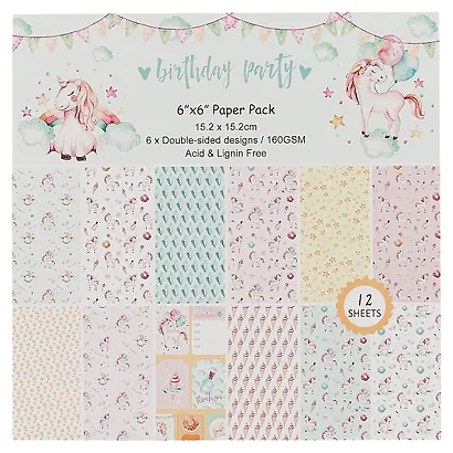 Бумага д/скрапбукинга 15,2*15,2см, 12 дизайнов, 12 листов, двусторонняя Birthday Party - фото 1