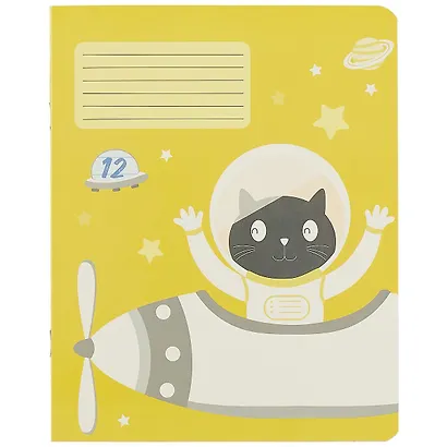 Тетрадь в линейку Academy Style, "Кот в космосе", 12 листов, в ассортименте - фото 3
