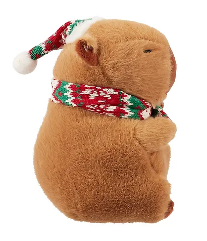 Мягкая игрушка Капибара в новогоднем колпачке и шарфе (23см) (12-Shendang-CR03) - фото 5