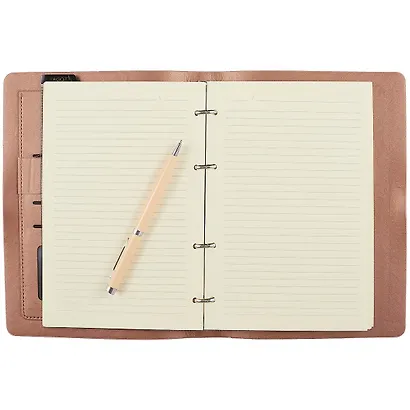 Ежедневник-органайзер недат. А5+ 160л 160*225 "Жатка" розовый, кожзам, мягкий переплет, тонир.блок, 4 кольца, гориз.резинка - фото 4