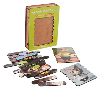 Пазл-палочки Профессии 5 картинок (3+) (дер. коробка) - фото 3