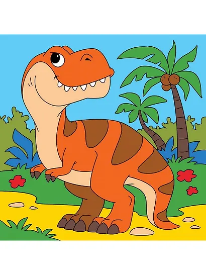 Холст с красками Хитрый динозаврик, 15х15 см - фото 1