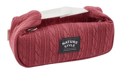 Косметичка с ремешками на кнопке Nature Style (красная) (вязаный узор) (ПВХ) (21х8х7) - фото 1