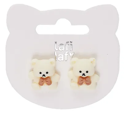 Сережки Мишки с бантиком матовые (кофейные оттенки) (2шт) (пластик) (12-48782-202405-AC9) (Lafilaf) - фото 2