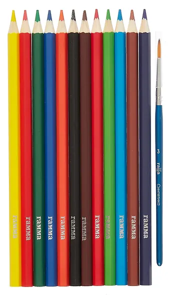 Карандаши цветные 12цв акварельные с кистью "Классические", к/к, Гамма - фото 2