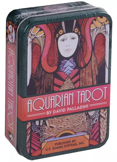 Таро Аввалон, Aquarian Tarot in a Tin Водолей Таро (карты + инструкция на англ. яз. в жестяной коробке) (ПИ) - фото 1