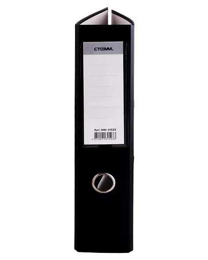 Папка архивная 70мм А4 черная, бумвинил, прозр.карман, СТАММ - фото 2