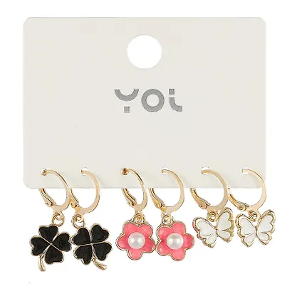 Набор сережек Yoi, "Цветочки и бабочки", 2,5 см, 3 штуки - фото 5