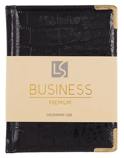 Ежедневник датированный 2026 год, А6, 176 листов, "Business Premium. Grand croco", черный - фото 1