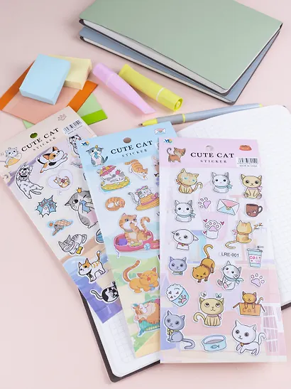 Набор Наклейки зефирные Забавные  Котята (11-21285-8500) (упаковка)+Наклейки зефирные Котята (11-21285-7928) (упаковка)+Наклейки зефирные Серые Котята (11-21285-7929) (упаковка) - фото 3