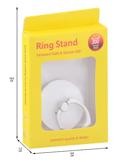 Держатель-кольцо для телефона белый (металл) (коробка) - фото 3