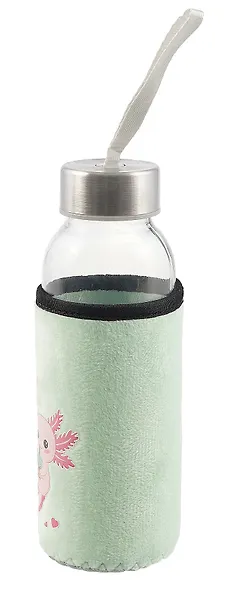 Бутылка в чехле велюр Аксолотль с bubble tea (стекло) (300мл) (12-07599-ACL2) - фото 2
