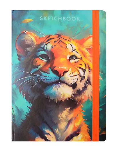 Скетчбук А5 80л "Король джунглей" 100г/м2, тв.обложка, мат.ламинация, резинка - фото 1