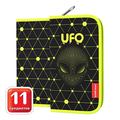 Пенал 1отд. "UFO" с наполнением, 110*205*25, полиэстер, ErichKrause - фото 2