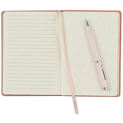 Записная книжка А6 80л "Soft Touch. Розовое золото" иск.кожа, инт.обл., лин., тчк., нелин., ляссе, инд.уп. - фото 3