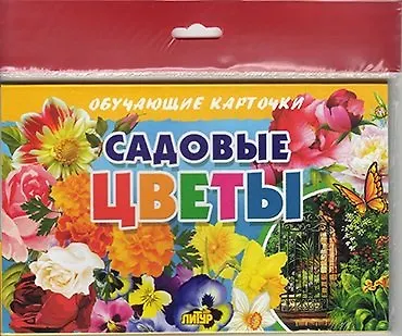 Обучающие карточки "Садовые цветы" (европодвес) - фото 1