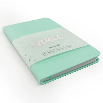 Записная книжка А6- 80л кл. "Grace. Мятный", иск.кожа,интегр.обл., скругл.углы, ляссе - фото 6