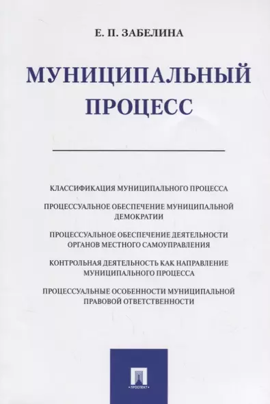 Муниципальный процесс. Монография.-М.:Проспект,2019. - фото 1