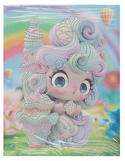 Алмазная мозаика (блестящая) с подрамником, с частичным заполнением "Куколка с десертами", 23 х 30 см - фото 2