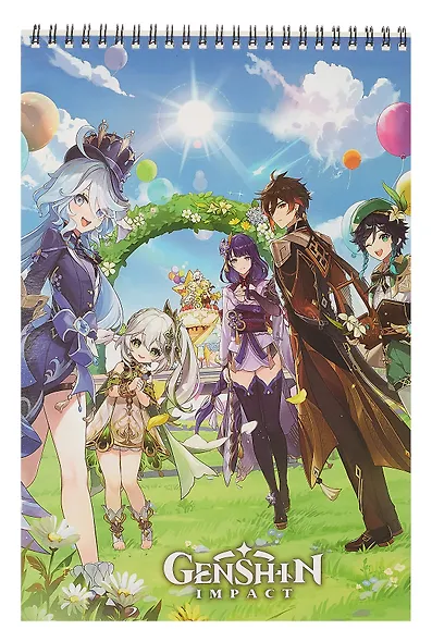 Геншин. Творческий блокнот cо стикерами A4. Звездная пятерка - фото 1