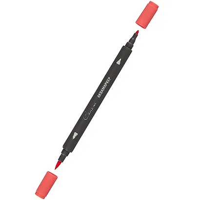 Маркер акварельный "Сонет", двухсторон., кисть и тонкий наконечник, карминовый, сонет - фото 2