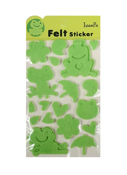 Стикеры фетровые однослойные и двухслойные на подложке в пакете с подвесом, лягушки (11-21984-B8) - фото 1