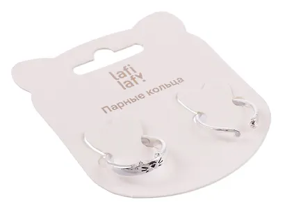 Набор парных колечек «Мордочка котика и хвостик», 2 штуки, металл, Lafilaf - фото 3