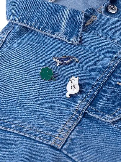 Набор металлических значков (3шт.) (Значок Pin Joy Клевер Значок Pin Joy Кит Значок Pin Joy Котик с гитарой) (металл) - фото 8