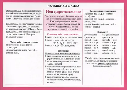 Начальная школа: Имя существительное. Справочные материалы - фото 1