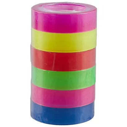Цветная клейкая лента, 6 цветов, 1.2 см х 1 м - фото 1