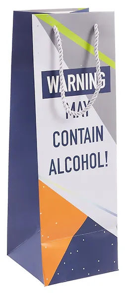 Пакет бутылочный 36*12*12 "Warning. May contain alcohol!" нейтр., бум.мат.ламинат - фото 3