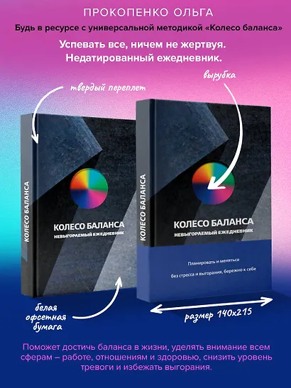 Ежедневник недат. А5 112л "Колесо баланса. Невыгораемый ежедневник. Планировать и меняться без стресса и выгорания, бережно к себе (синий)" - фото 3