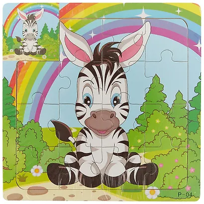 Развивающие рамки Зебра, 15*15см, дерево - фото 1