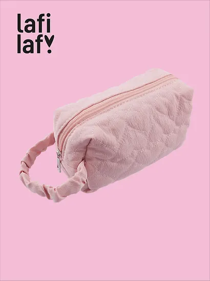 Косметичка стеганная Сердечки (розовая) (текстиль) (20х9) - фото 3