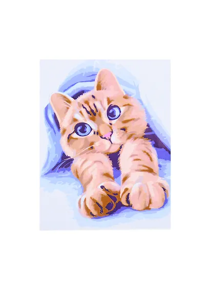 Холст с красками 17х22см по номерам (в коробке) (14цв.) Доброе утро котёнка (Арт. ХК-8114) - фото 1