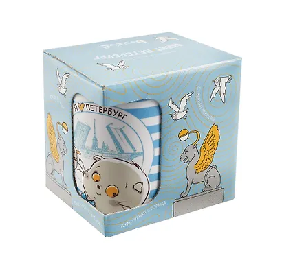 Кружка СПб Басик и чайка (керамика) (330мл) (коробка) - фото 1