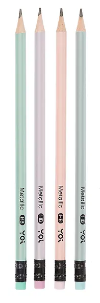Карандаш чернографитный с ластиком «Metallic», Yoi, HB, в ассортименте - фото 4