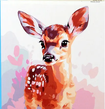 Холст с красками по номерам "Малыши-животные. Красочный оленёнок", 30 х 30 см - фото 1
