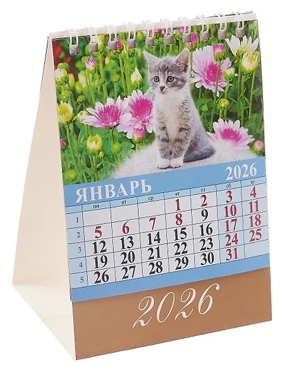 Календарь 2026г 100*140 "Котята" настольный, домик - фото 2