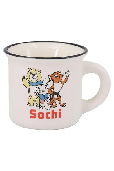 Кружка маленькая белая Талисманы (фарфор) (75мл) (Сочи) (065-9-M-135-01-W) - фото 1