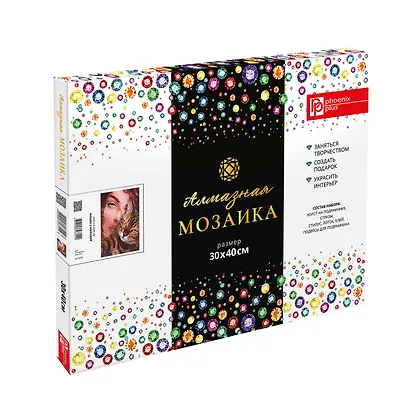 Набор для творчества. Алмазная мозаика Phoenix plus на подрамнике "Девушка с котом", 30 х 40 см - фото 1