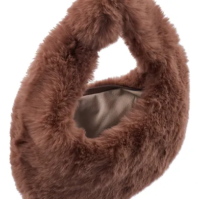 Сумочка плюшевая Коричневая (29х34) - фото 6