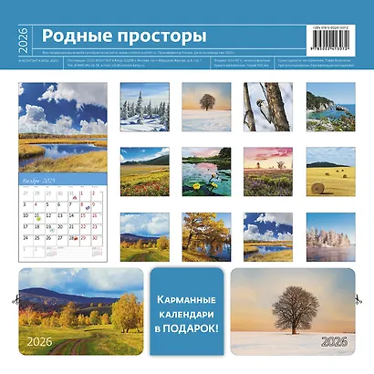 Календарь 2026г 290*290 "Родные просторы" настенный, на скрепке - фото 3