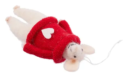 Новогоднее подвесное украшение Мышка в свитере (войлок) (11 см) - фото 4