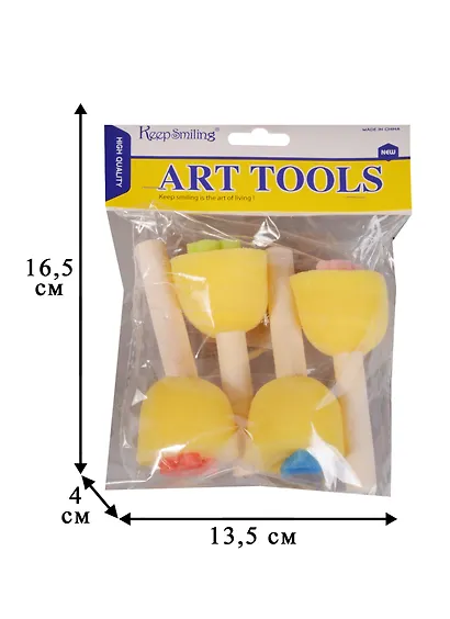 Набор спонжей на деревянной ручке, 4 шт, 10 см - фото 2