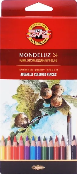 Карандаши цветные Koh-I-Noor, Mondeluz, акварельные 24 цвета - фото 1